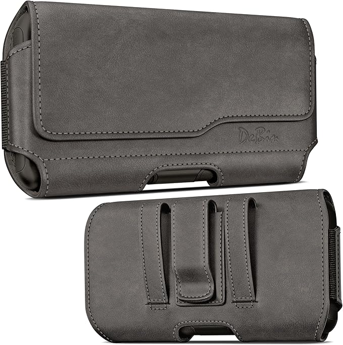 DeBin Holster for iPhone 17 17 Pro 16 Pro 16e 15 15Pro 14 13 12 11 Xs 10 X XR – Cell Phone Belt Holder Case with Clip for Men Women Pouch (Fits Protective Cover on) Pewter