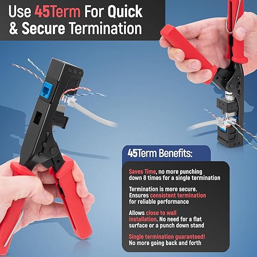 Everest 45° Angled RJ45 Cat6A Keystone Jacks 10-Pack in Blue - Slim Profile Female RJ45 Connectors - Cat 6A Keystone Jack - Compatible with 45° Angled Speed Termination Tool - 45Term (B0BL3GS7ZY)