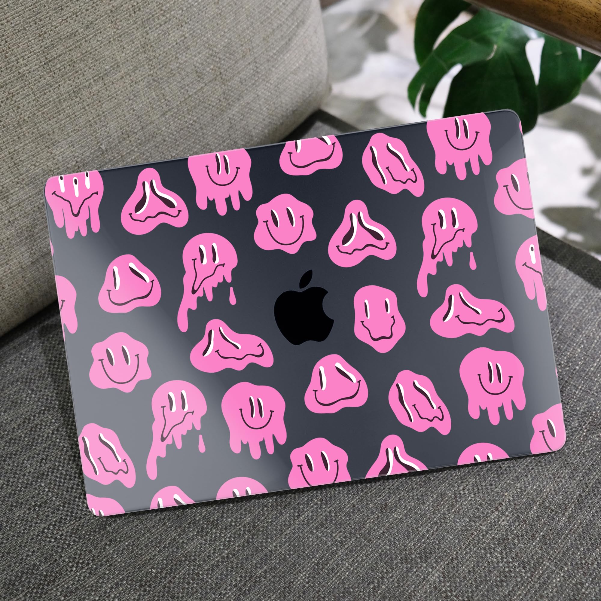 MEEgoodo Case for M5/M4/M3/M2 MacBook Air 13.6 inch 2026 2025 2024 2022, Fit Model A3449/A3240/A3113/A2681, Case Compatible with MacBook Air 13 inch, Pink Groovy Emoji