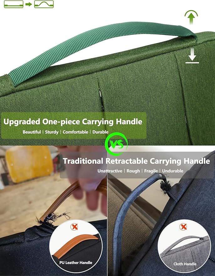 HYZUO 15-16 Inch Laptop Sleeve Bag for MacBook Pro 16 M4/M3/M2/M1 2025-2019, 15" Surface Book, Portable NoteBook Case for 15" 15.6" HP Dell Lenovo ThinkBook Asus Acer Samsung HUAWEI, Grass Green