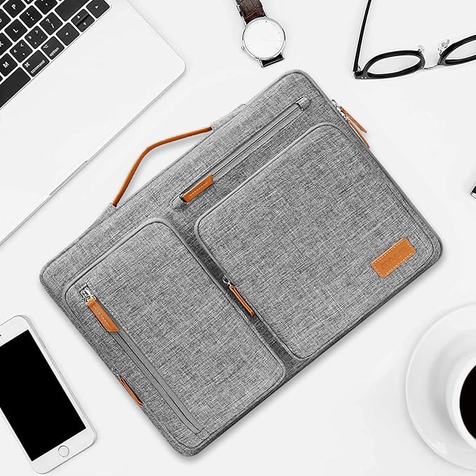 MOSISO 360 Protective Laptop Case 13.3 inch, 13-13.3 inch Laptop Sleeve Compatible with MacBook Air/Pro 13 / Pro 14,HP Dell Acer ASUS,Side Open Carrying Case with 4 Zipper Pockets&Handle, Gray