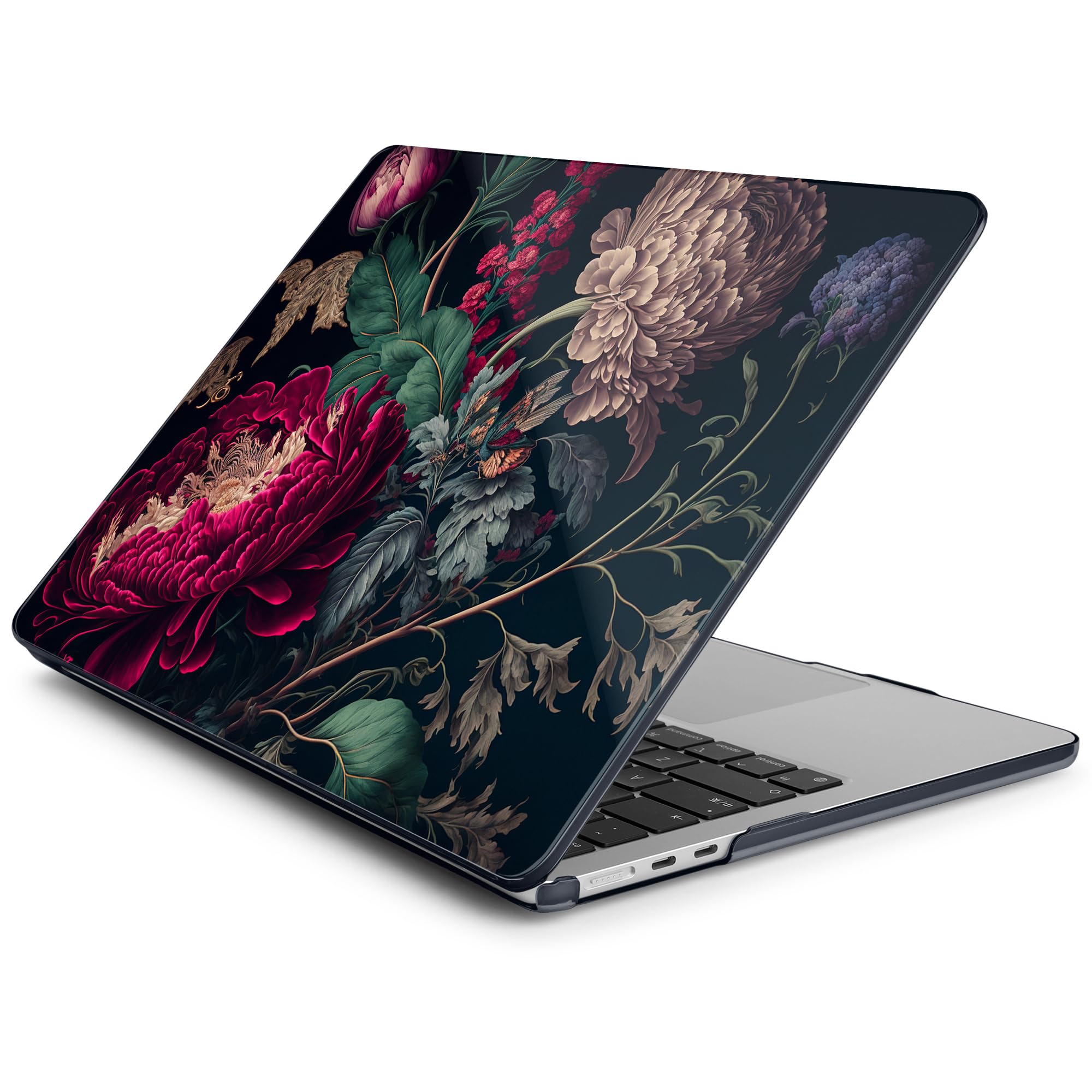 Batianda Case for MacBook Air 15" with M5 M4 M3 M2 Chip, Vintage Dark Peony