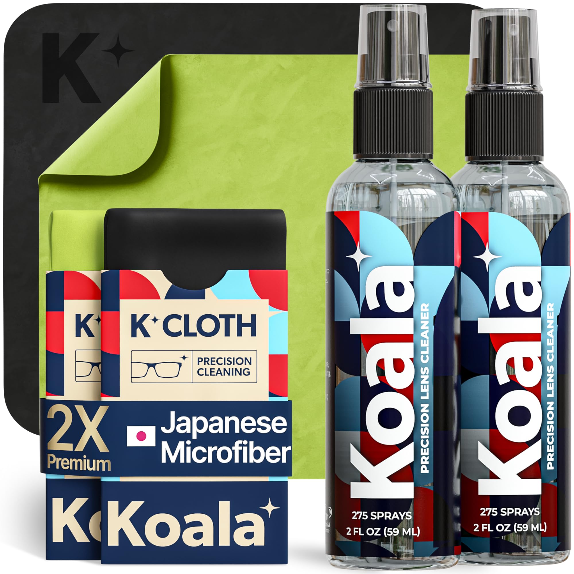 Koala Eyeglass Lens Cleaner Spray Kit | Japanese Microfiber (6 Piece Set)