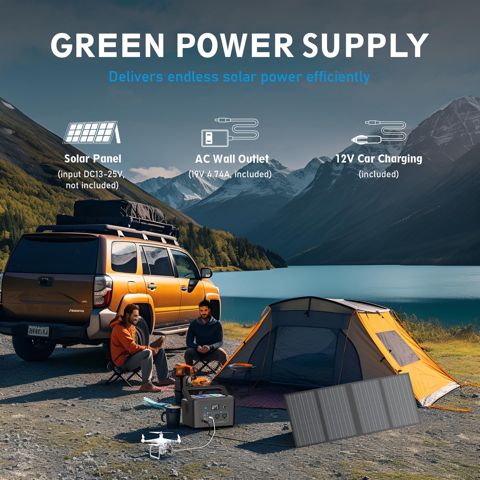 600W Portable Power Station, 296Wh Lithium Solar Generator for Camping