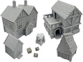 Paintable Tabletop Miniature Little Town Building Terrains Compatible with RPG War Games - 18mm Scale Dioramas Building Set Scenery with Medieval Architecture Style by HAUTICO (HVillageHouses4-1)
