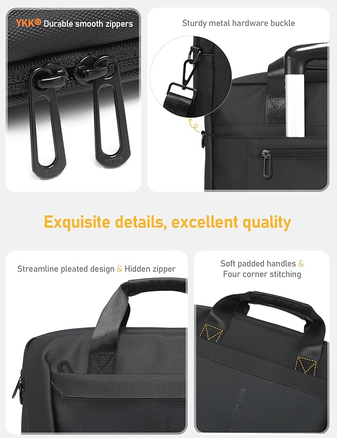 15-16 Inch Laptop Shoulder Bag Business Briefcase Water Resistant Computer Messenger Bags Compatible with MacBook Pro 16, MacBook Air 15 M4, HP, Dell, ASUS Notebook, Black