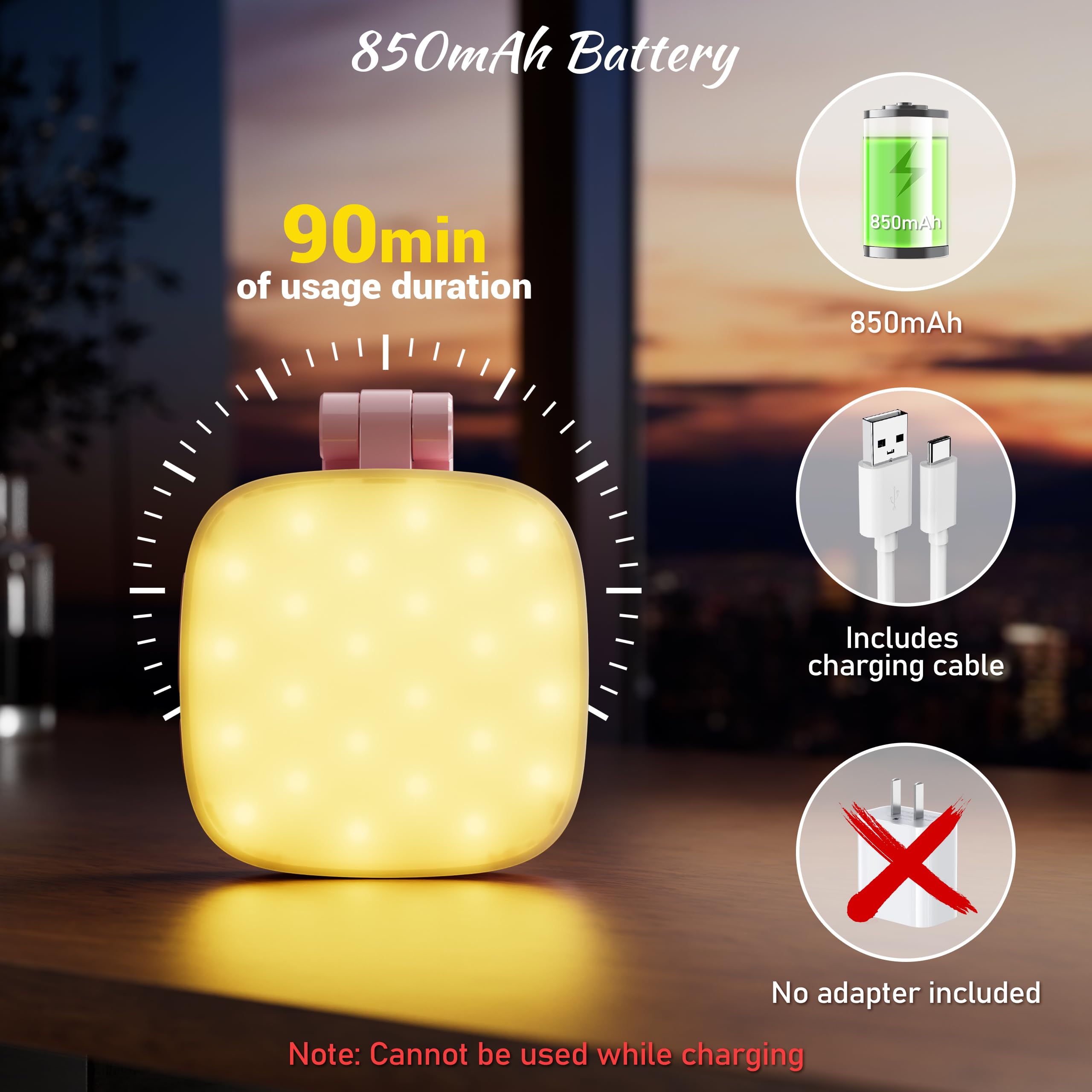 Cocobeen Magnetic Selfie Light for Phone: 5 Led Mode with Mirror Compatible for iPhone & Android - Rechargeable Portable Fill Light for Photography/Video Recording/Conference/Vlog/Makeup（Pink
