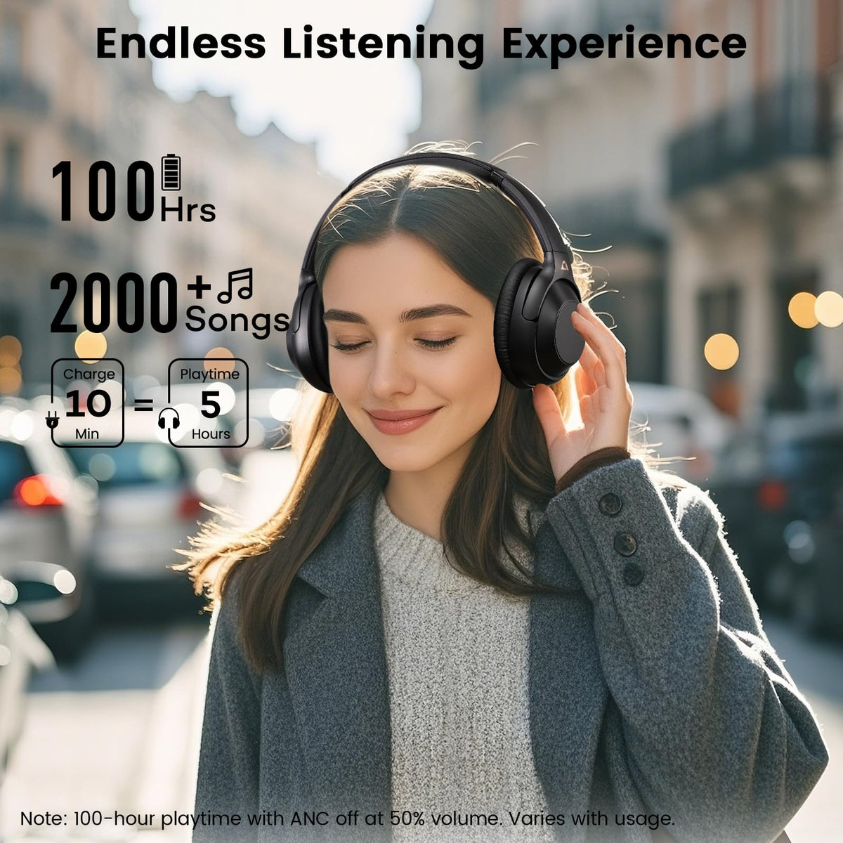 Riibox Y7Pro Hybrid Active Noise Cancelling Headphones for Airplane Travel