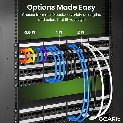 GEARit Cat 6 Ethernet Cable (5-Pack 1 Foot) Cat6 Network Patch, 10Gbps, RJ45, Snagless Cord, Gold-Plated Connectors, Internet for PC, TV, Tablet, Router, Printer, Servers, IT Data Center - Gray