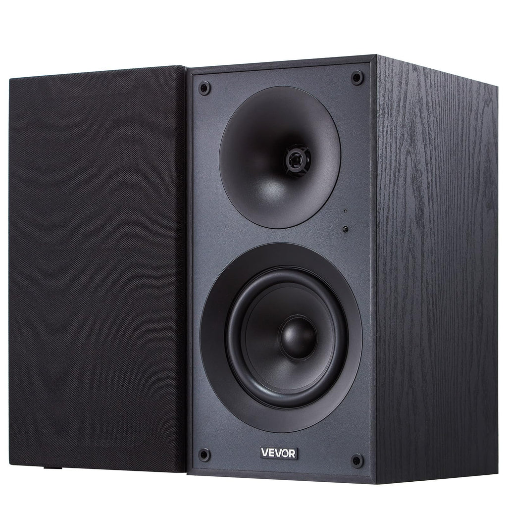 VEVOR Powered Bookshelf Speakers, 25W x 2, Active Studio Monitor Speaker with 5.25 Inch Woofer, Bluetooth/RCA/Coaxial/Optical/USB/Subwoofer Connection, Wooden Enclosure, for Record Player Turntable PC