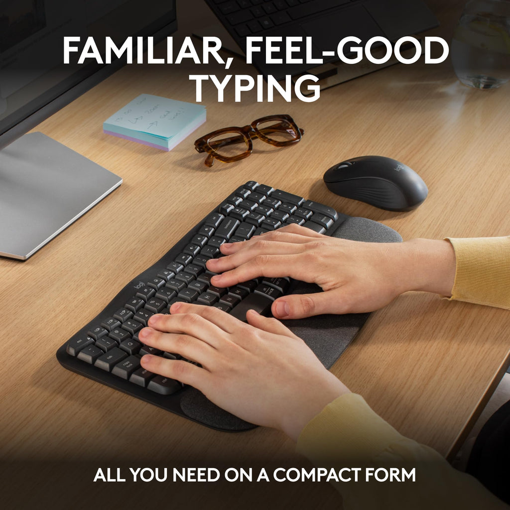 Logitech Wave Keys MK670 Wireless Ergonomic Keyboard Mouse Combo - Graphite