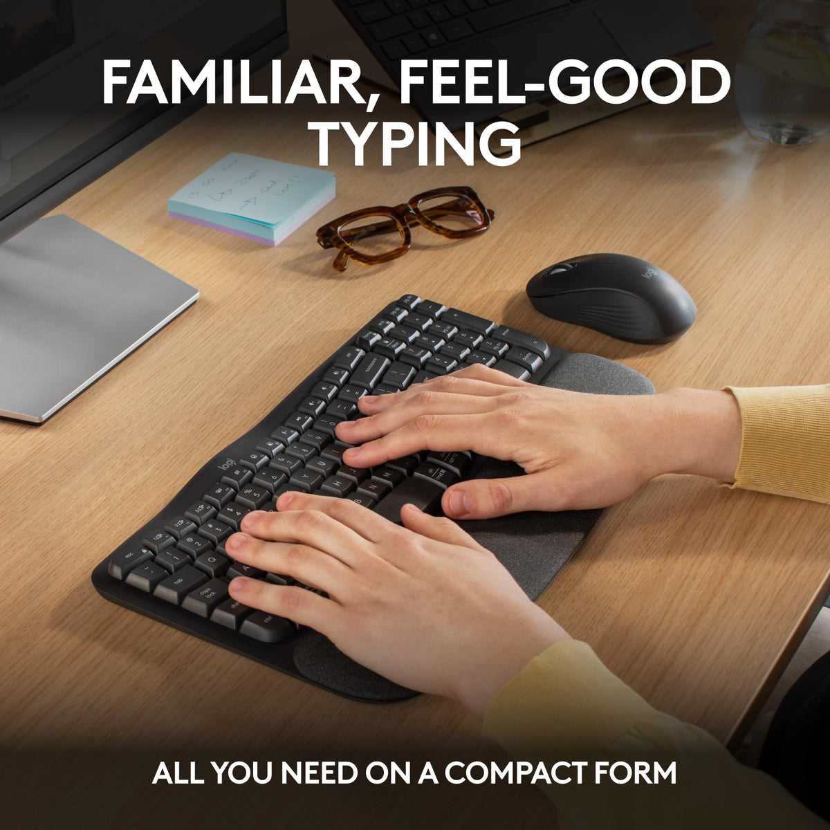 Logitech Wave Keys MK670 Wireless Ergonomic Keyboard Mouse Combo - Graphite