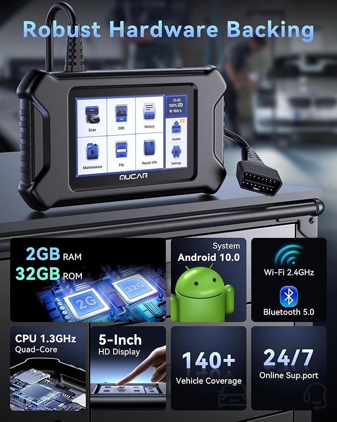 MUCAR CS90 OBD2 Scanner Diagnostic Tool with 28+ Reset Service, Engine Powertrain Car Scanner, ABS Code Reader, SRS Scan Tool for Cars, Auto VIN, Lifetime Free Update