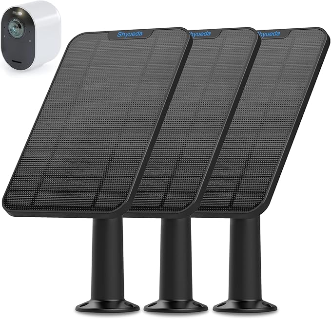 4W Solar Panel Charging Charger Compatible with Arlo Pro 3/Pro 4/Pro 5S 2K/Ultra/Ultra 2 /Go 2 only, 13.1ft Waterproof Charging Cable, IP65 Weatherproof Secure Wall Mount (3-Pack)