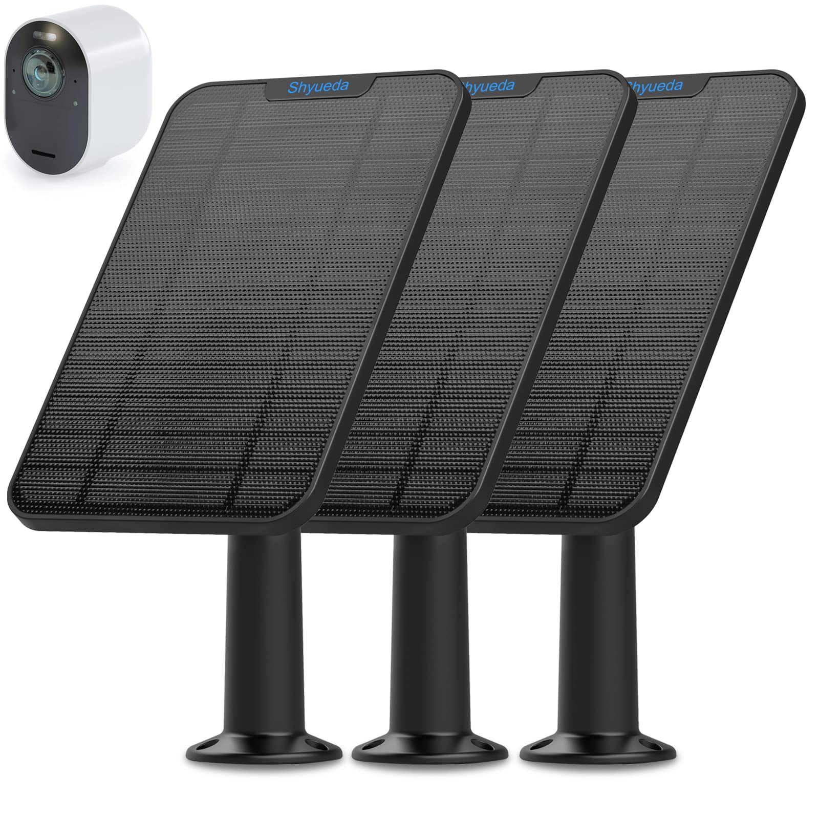 4W Solar Panel Charging Charger Compatible with Arlo Pro 3/Pro 4/Pro 5S 2K/Ultra/Ultra 2 /Go 2 only, 13.1ft Waterproof Charging Cable, IP65 Weatherproof Secure Wall Mount (3-Pack)