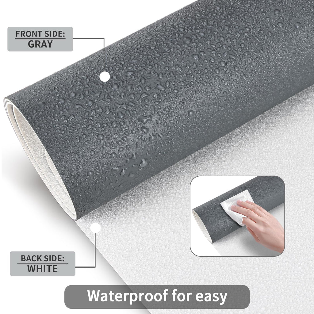 KINGFOM Desk Pad Office Desktop Protecter, PU Leather Desk Mat Blotters Organizer with Comfortable Writing Surface (47.2" x 23.6", White+Gray)