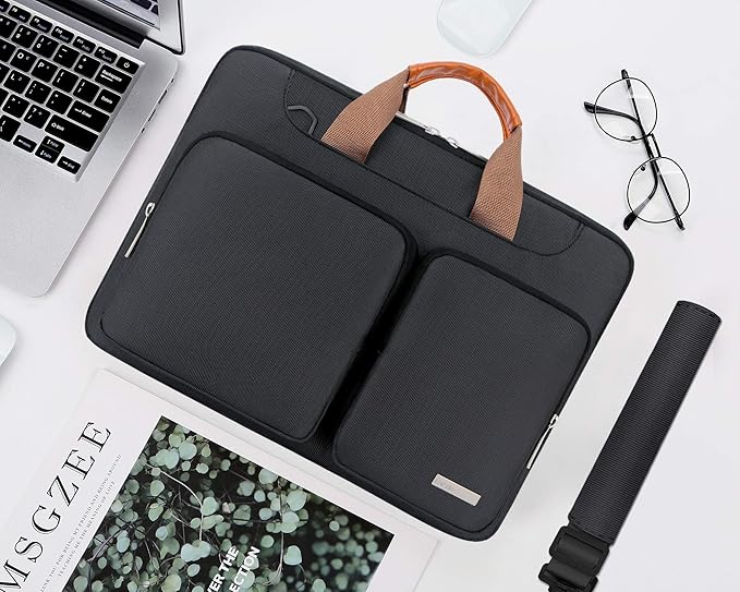 Lacdo 360° Protective Laptop Shoulder Bag, 14 inch Computer Bag for 14 inch New MacBook Pro M4/M3/M2/M1 Chips Pro Max A3112 A3401 A3185 A2918 A2992 A2779 A2442 2024-2021 Computer Messenger Bag, Black