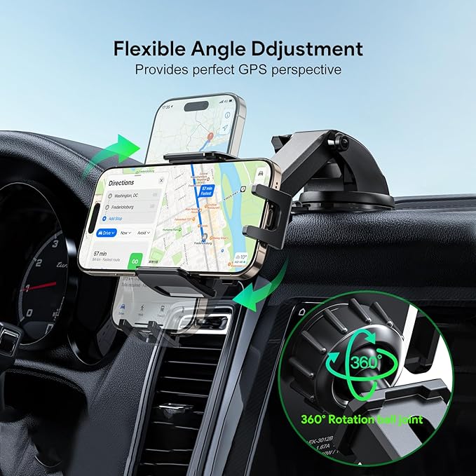Car Phone Holder &15W Wireless Fast Charger, Auto-Clamp Qi Charging Mount, 360° Adjustable Phone Holder for iPhone/Android, Air Vent Mount with Overcharge Protection - by Esoulk