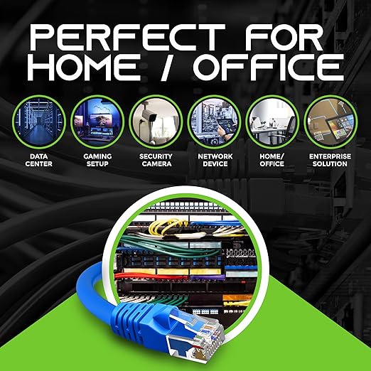 GearIT 50-Pack, Cat5e Ethernet Patch Cable 3 Feet - Snagless RJ45 Computer LAN Network Cord, Blue - Compatible with 48 Port Switch POE Rackmount 48port Gigabit