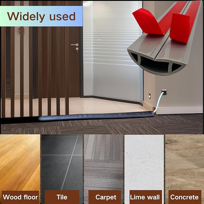 3.3ft Self Adhesive Floor Cord Cover, Cord Hider Floor, Cable Cavity:0.61"(W) x 0.32"(H),Heavy Duty Cable Protector, Hide Extension Cords, Cable Management Hide Wires on Floor,Walnut Wood
