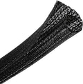 CrocSee 10ft - 1/4 inch Braided Cable Management Sleeve Cord Protector - Self-Wrapping Split Wire Loom for TV/Computer/Home Theater/Engine Bay - Black