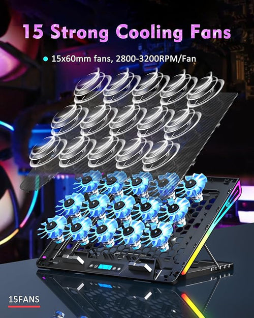 AICHESON Laptop Cooling Pad 15 Powerful Fans for 15-17.3 inch PC Computers