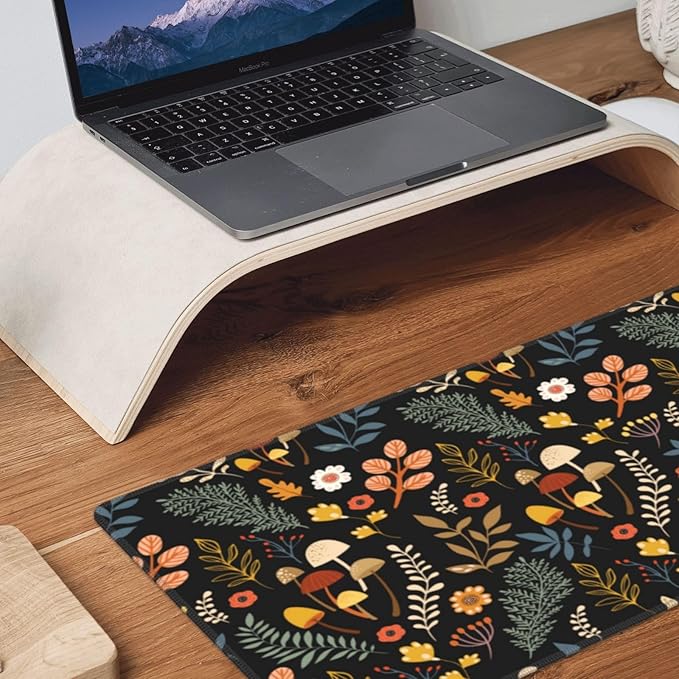 Gaming Mouse Pad Floral Desk Mat, Botanical Mouse Pad, Vintage Desk Mat, Wildflower Mouse Pads, Nature Desk Decor, Garden Desk Pad 31.5×11.8