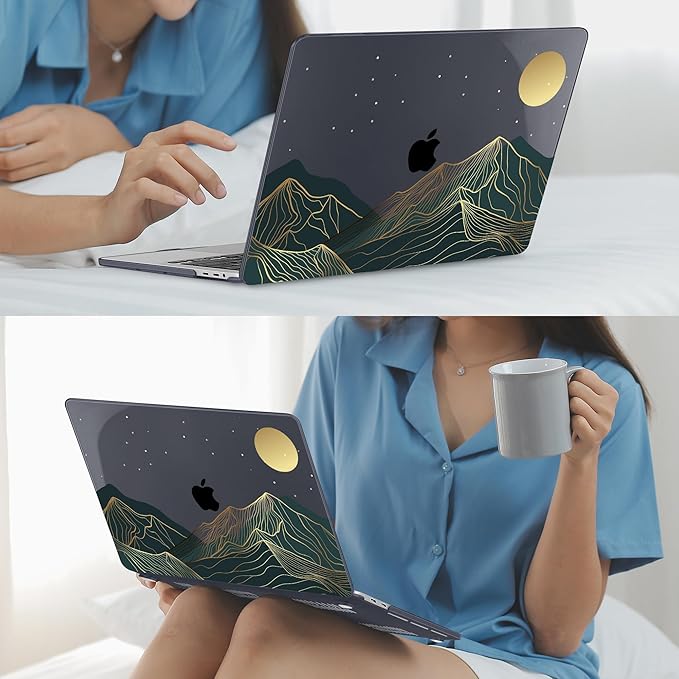 Mektron Case for MacBook Pro 16 Inch A2141 Cover 2019 Release 16" with Liquid Retina Display/Touch ID, Plastic Hard Shell with Keyboard Skin & Screen Protector & Dust Plug, Abstract Mountain C112