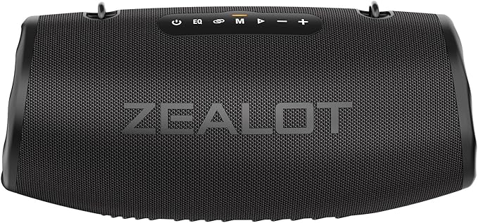 ZEALOT 80W Portable Bluetooth Speaker, Stereo Sound with Deep Bass,IPX6 Waterproof, LED Light,Bluetooth 5.2, Indoor/Outdoor Speaker for Party, Gathering, Pool, Camping,Travel (Black)