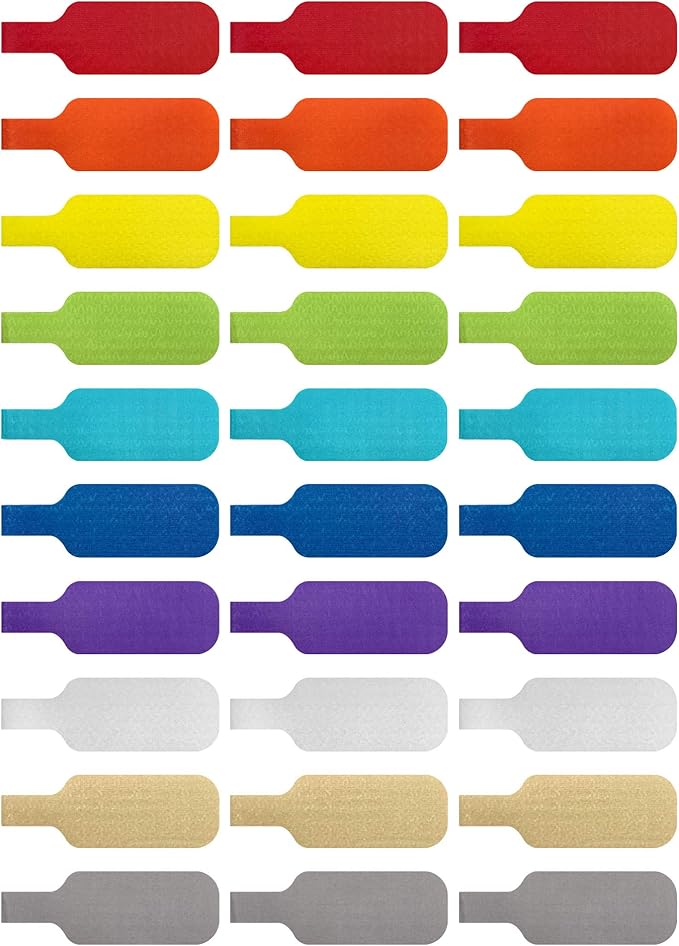 Wrap-It Storage - Cable Labels, Medium, Multi-Color (30-Pack) Write On Cord Tags for Wire Management and Identification