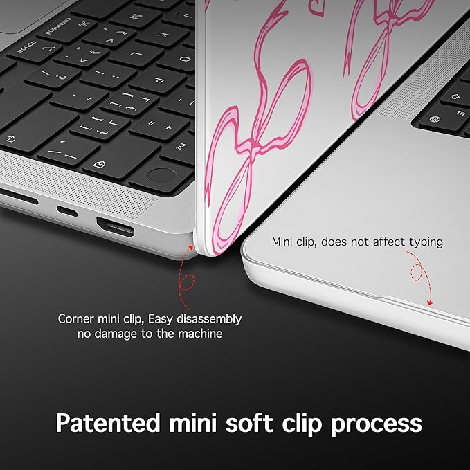 for MacBook Pro 16 inch Case 2021 2022 2023 2024 Release A3186 A3403 M4 A2991 M3 A2780 M2 A2485 M1 Pro/Max, Hard Shell Case with Screen Protector & Keyboard Cover, Pink Bows Heart