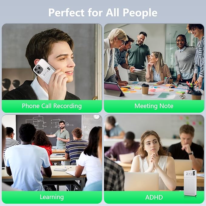 AI Voice Recorder, Voice Recorder with No Fee for Transcribe & Summarize Empowered by ChatGPT, APP and Web Sync, Real-time Translation, 107 Languages, Wireless Charging, for Lectures, Meetings-Silver