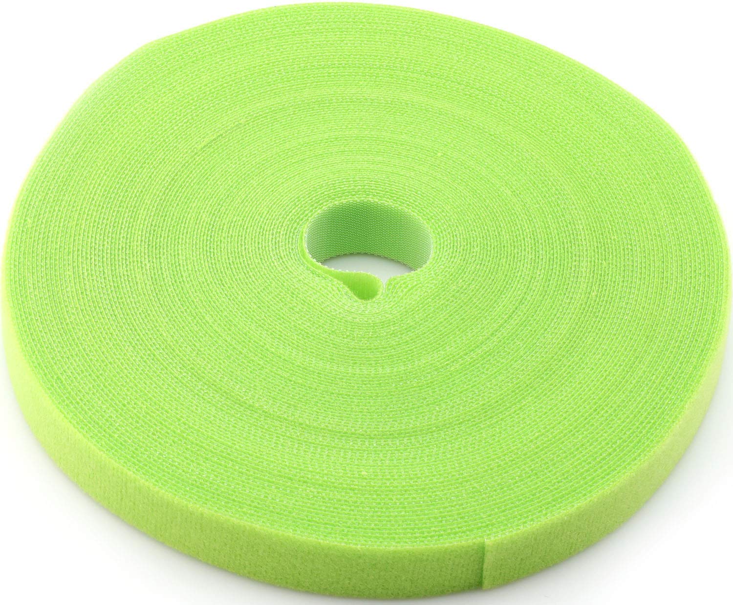 Saisn Reusable Fastening Tape Cable Ties 3/4 Inch Double Side Hook Roll (25 Yard, Green)