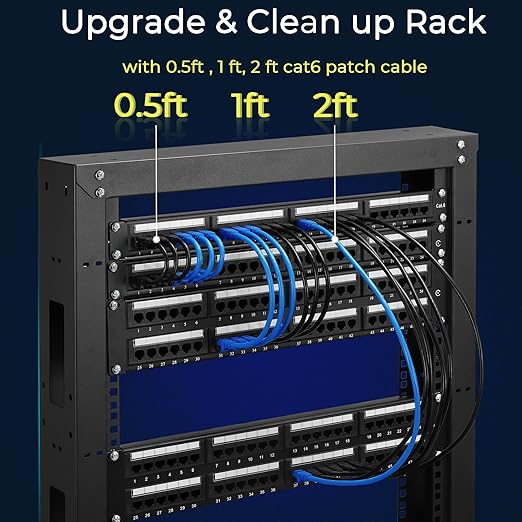 Rapink Patch Cables Cat6 3ft (24 Pack), Ethernet Patch Cable 10G Support, Cat 6 Patch Cable for Patch Panel to Switch, Flexiable Cat 6 Ethernet Cable with Gold Plated Red