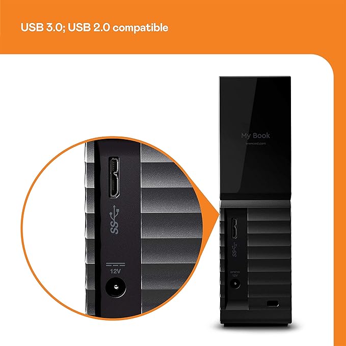 WD 12TB My Book Desktop External Hard Drive, USB 3.0, External HDD with Password Protection and Auto Backup Software - WDBBGB0120HBK-NESN