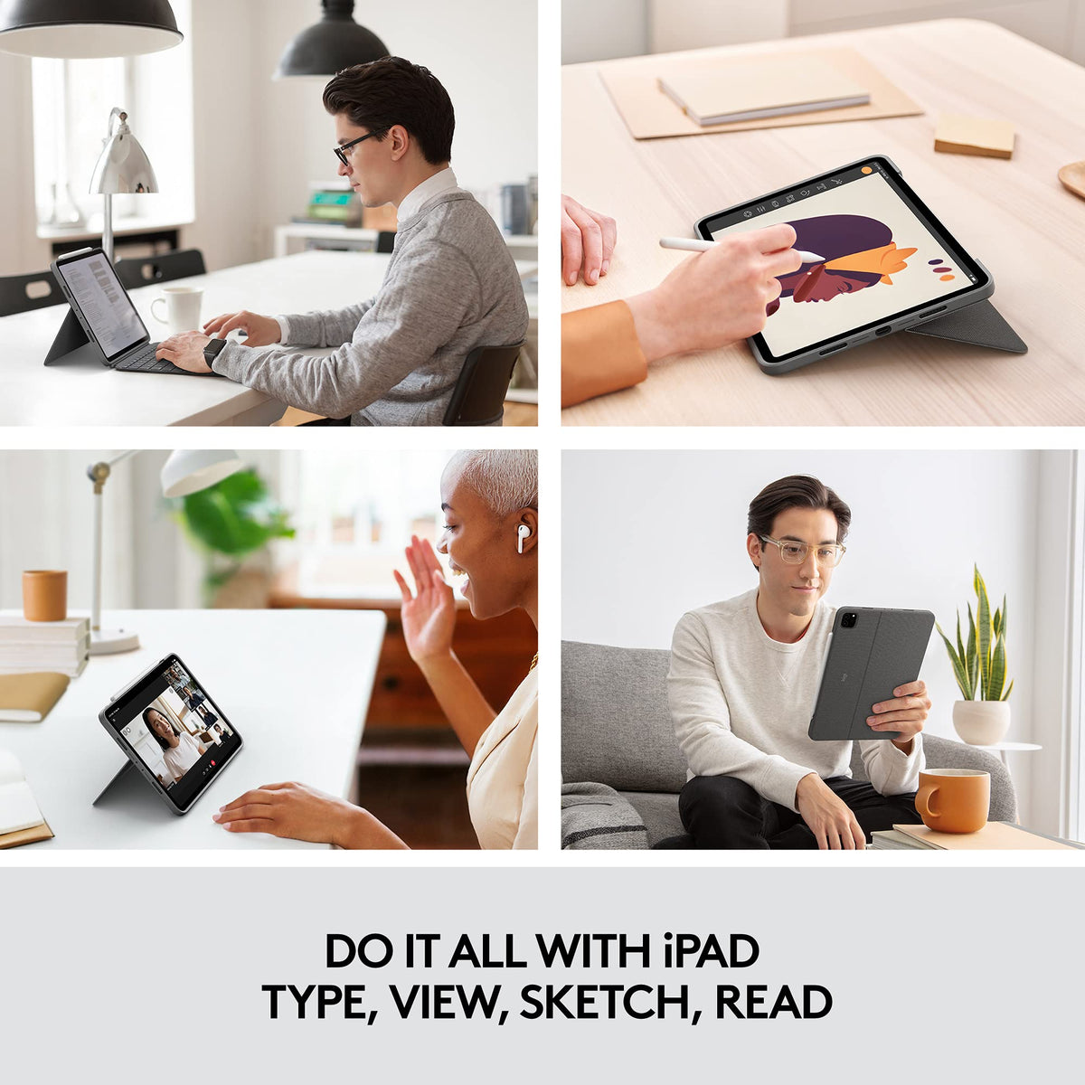 Logitech Combo Touch iPad Pro 11-inch Keyboard Case - Oxford Gray