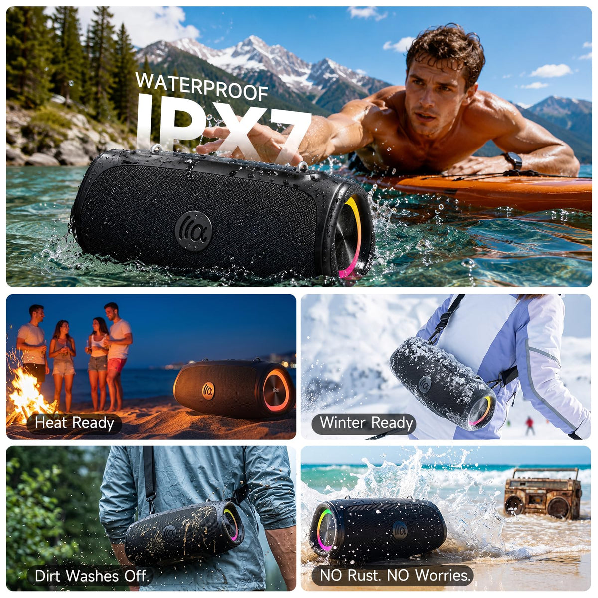TAZATA Bluetooth Speaker Wireless, 90W Peak Loud Boombox Outdoor Speakers