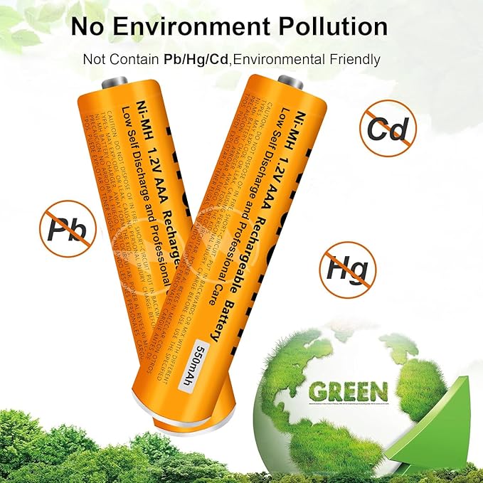 6 Pack NI-MH AAA Rechargeable Battery for Panasonic, 1.2V 550mah AAA Rechargeable Batteries for Panasonic Cordless Phones Handset, Remote Controls, Electronics