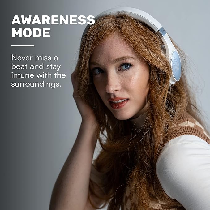 Raycon Everyday Wireless Bluetooth Over Ear Headphones, with Active Noise Cancelling, Awareness Mode and Built in Microphone, IPX 4 Water Resistance, 38 Hours of Battery Life (Rose Gold)