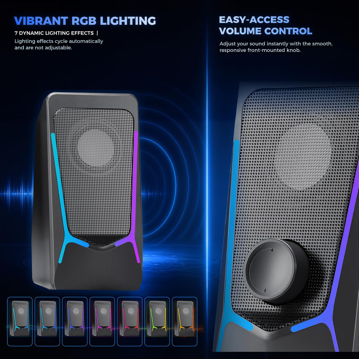 ROSON Computer Speakers for Desktop PC, Gaming Speaker with Volume Control