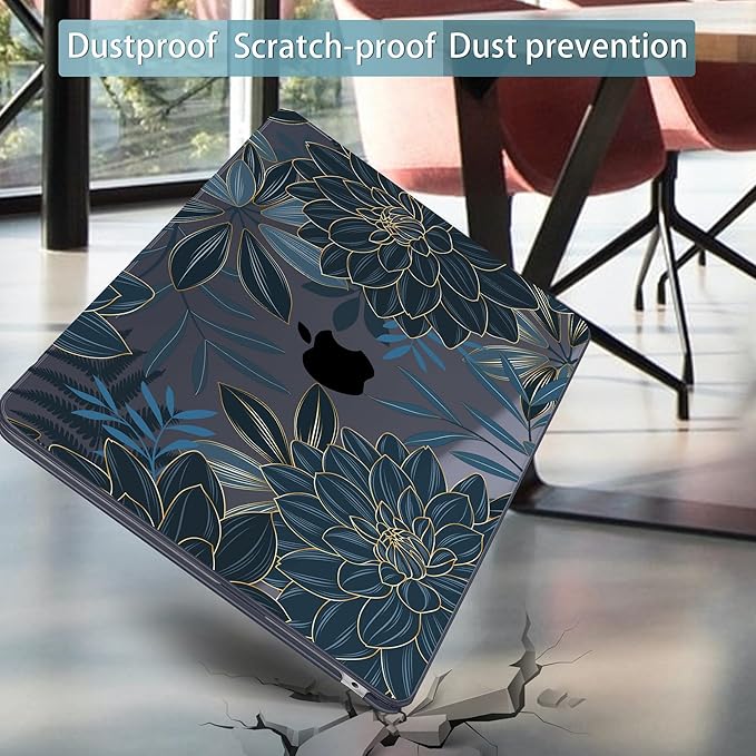 Mektron for 2025 M4 MacBook Air 13.6 Inch A3240 Case Fits 2023 A2681 M2 2024 A3113 M3 Chip with Liquid Retina Display, Printed Plastic Hard Shell Cover for MacBook Air 13.6", Dahlia Flower C035
