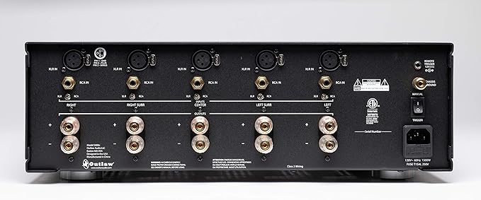 Outlaw Model 5000x 5000 x 5-Channel Power Amplifier | 5x120 Watts Continuous | High Current Amplifier | XLR & RCA Inputs |