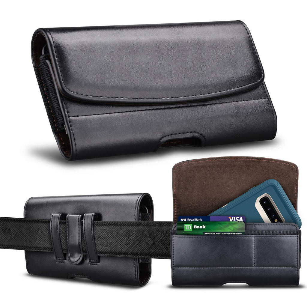 Tiflook Phone Holster for Samsung Galaxy S26 Ultra S25 FE S24 S23 S22 S21 S20 A37 5G A17 A36 A16 A55 A35 A15 A26 A56 Note 20 10 PU Leather Cell Phone Pouch with Belt Clip Loop Card Holder,Black
