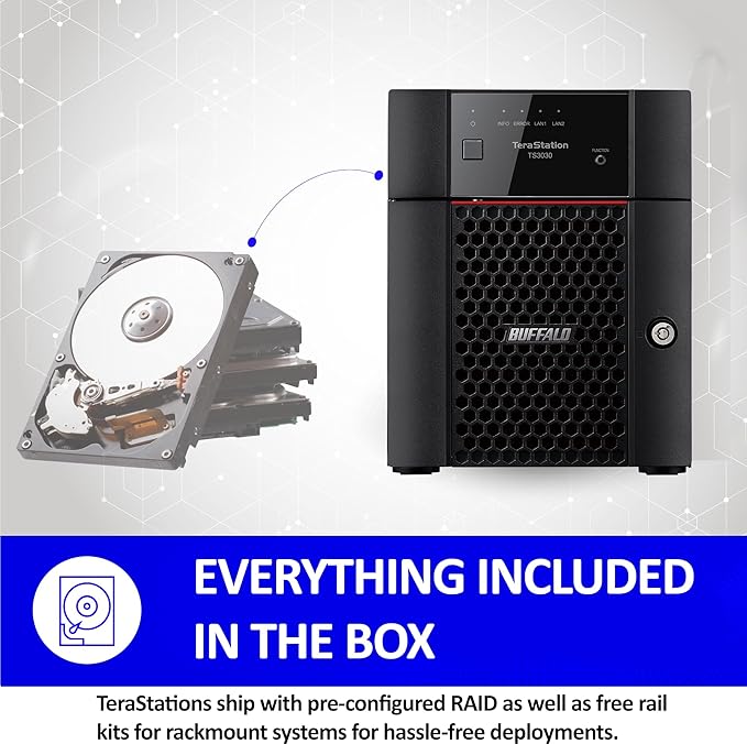 BUFFALO TeraStation 3430DN 4-Bay 16TB (2x8TB) Desktop Small-Med Business NAS w/Hard Drives Included