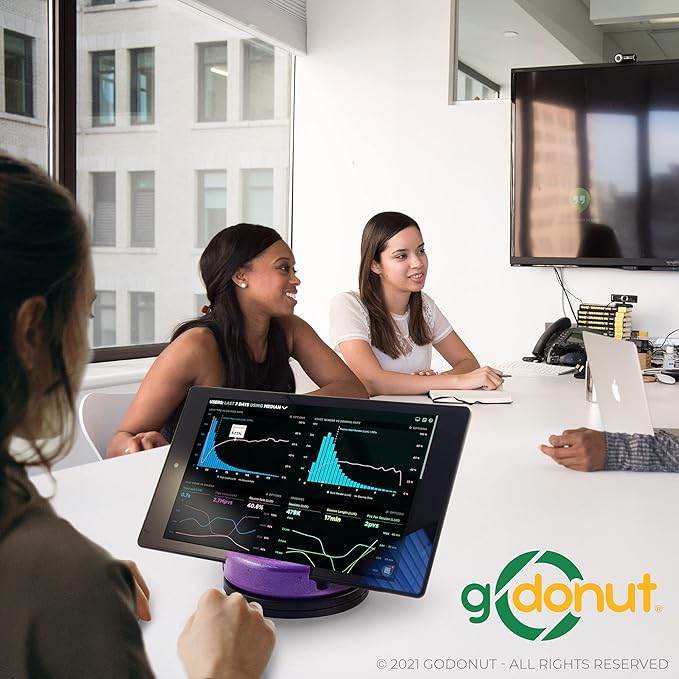 GoDonut – Phone Stand 360 Swivel – Cell Phone Holder + iPad Stand Desk Organizer - Compatible with Tablet, iPhone, Kindle & Most Smartphones – Lime Green