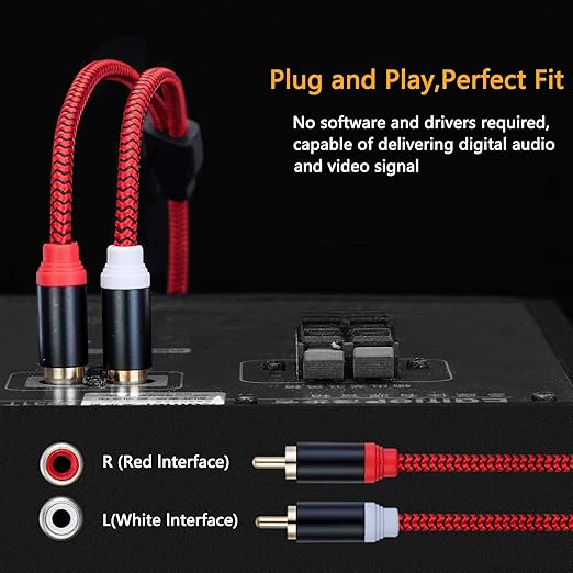 RCA Cable 12Ft,2Rca Male to 2-Rca Male Audio Stereo Subwoofer Cable [Hi-Fi Sound] Nylon-Braided Auxiliary Audio Cord for Home Theater, HDTV, Amplifiers, Hi-Fi Systems,Speakers and etc(12Ft/4M)