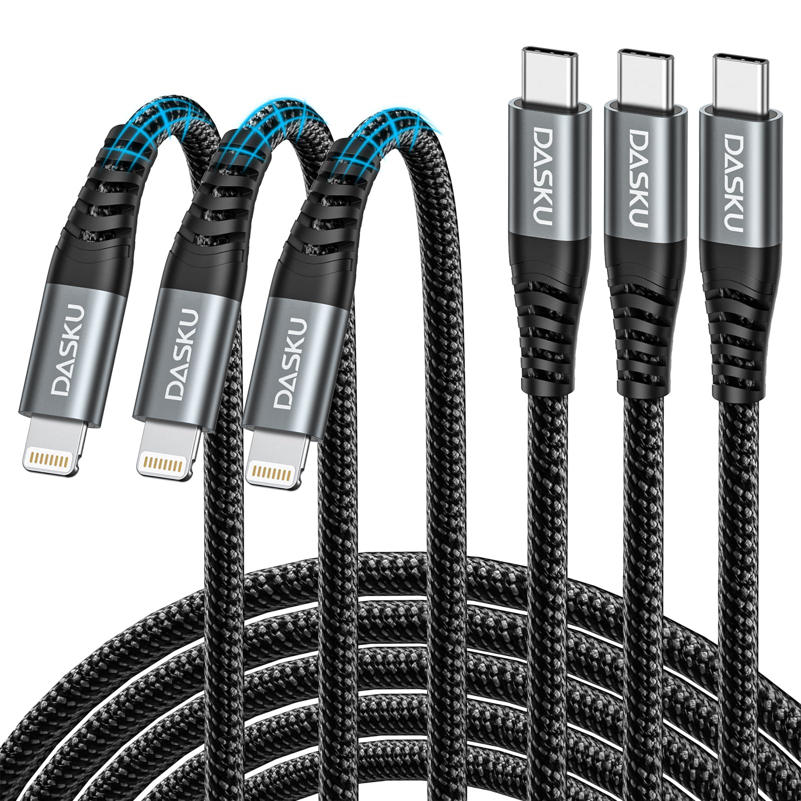 iPhone Cord Fast Charging [MFi Certified] Long Lightning Cable 10FT, 3 Pack