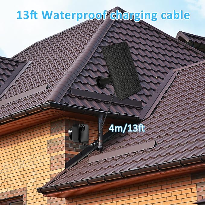 6W Solar Panel Charger for Blink Outdoor 4 (4th Gen), Solar Panel with 13.1ft Waterproof Charging Cable, Waterproof Rubber Plug, 360°Adjustable Mount and Micro USB and Type-C Port (for Blink 4-2PC)