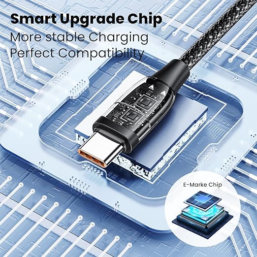 100W USB C Multi Charging Cable, USAMS 4FT 5-in-1 5A Fast Sync Charger Adapter Nylon Braided Type-C Cable for Laptop/Tablet/Phone and More