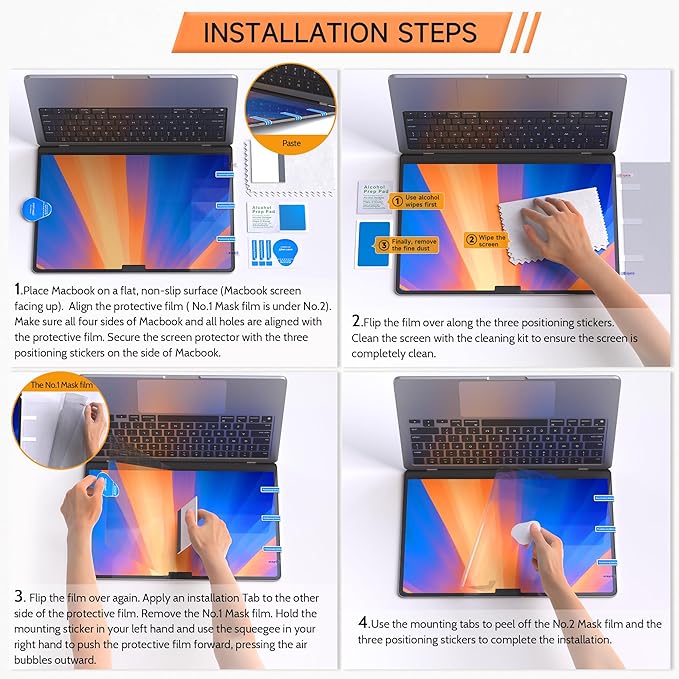 Privacy Screen for MacBook Pro 14 Inch (2021-2024, M1, M2, M3, M4, Pro, Max), Matte Anti Glare Blue Light Filter, Nano No Glue Anti Spy Black Protector for Mac Pro 14In Laptop Computer